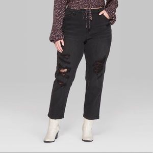 Wild Fable High Waist Mom Jeans Distressed Black